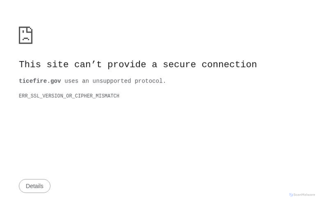 Security scan screenshot of http://ticefire.gov/