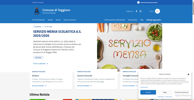 Security scan screenshot of https://comune.teggiano.sa.it/