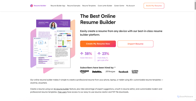 Security scan screenshot of https://www.resumebuilder.com