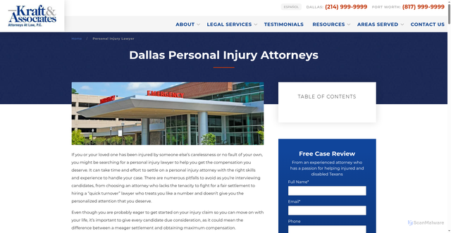 Security scan screenshot of https://www.kraftlaw.com/personal-injury-lawyer/