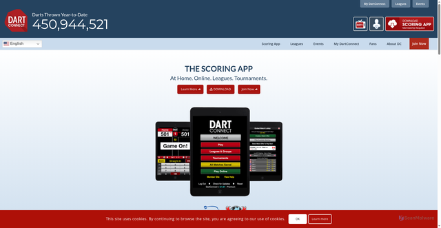 Security scan screenshot of https://dartconnect.com