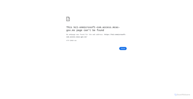 Security scan screenshot of https://kc1-onmicrosoft-com.access.mcas-gov.ms