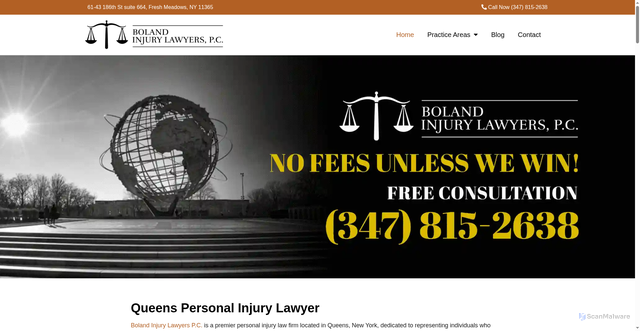 Security scan screenshot of https://boland-injury-law.com/