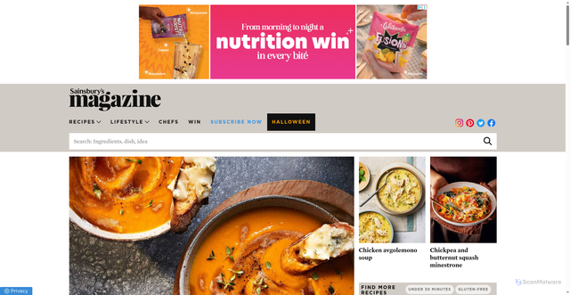 Security scan screenshot of https://www.sainsburysmagazine.co.uk