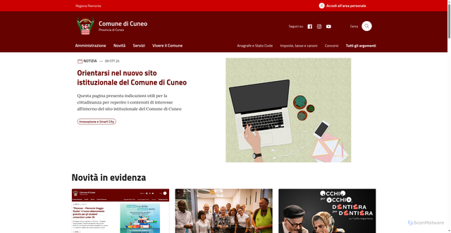 Security scan screenshot of https://www.comune.cuneo.it/
