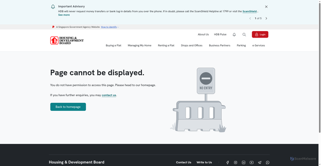 Security scan screenshot of https://hdb.gov.sg