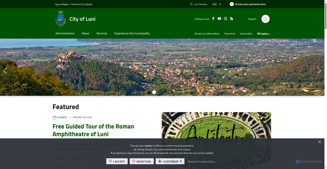 Security scan screenshot of https://www.comune.luni.sp.it/it-it/home