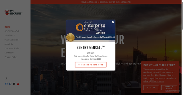 Security scan screenshot of https://911secure.com
