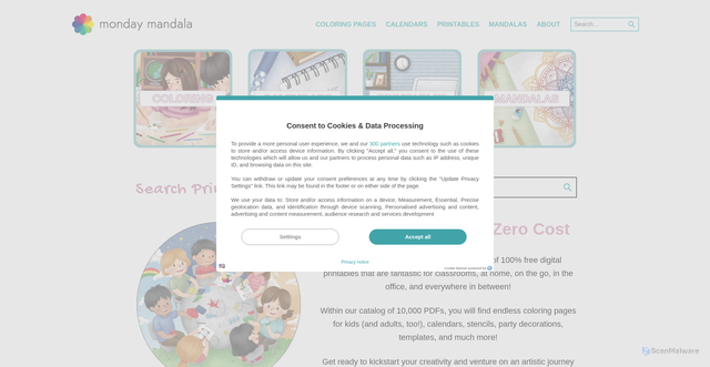 Security scan screenshot of https://mondaymandala.com