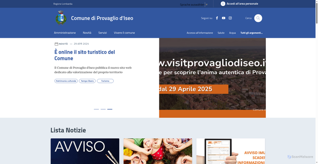 Security scan screenshot of https://comune.provagliodiseo.bs.it/