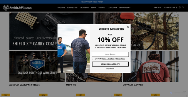 Security scan screenshot of https://www.smith-wesson.com
