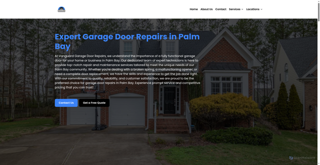 Security scan screenshot of https://vanguard-garage-door-repairs.pages.dev/palm-bay/