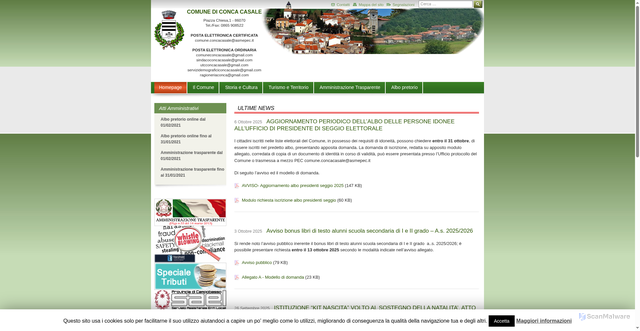 Security scan screenshot of https://comune.concacasale.is.it/