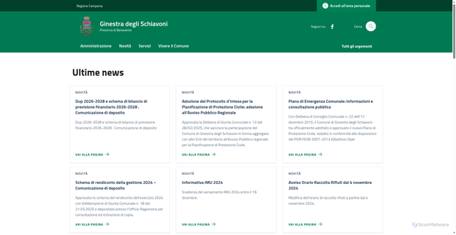 Security scan screenshot of https://comune.ginestradeglischiavoni.bn.it/