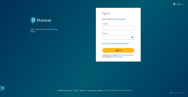 Security scan screenshot of https://myenglishlab.pearson-intl.com