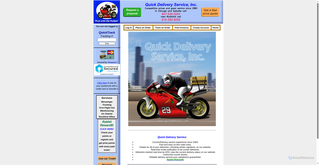 Security scan screenshot of https://www.quickdelivery.com/