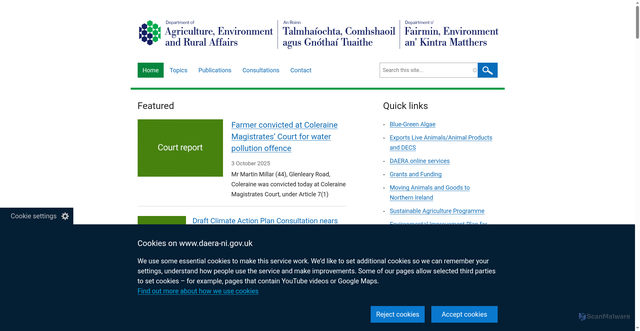 Security scan screenshot of https://www.daera-ni.gov.uk/