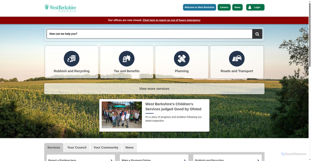 Security scan screenshot of https://www.westberks.gov.uk/