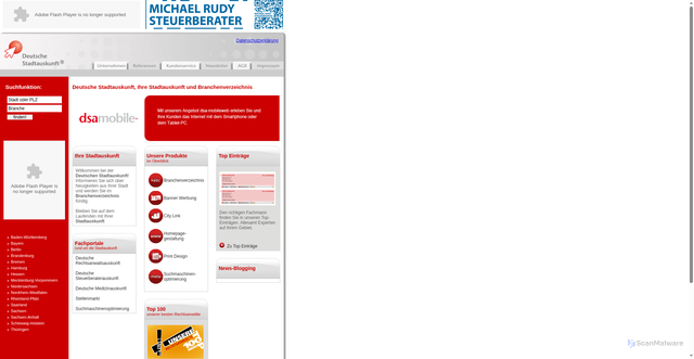 Security scan screenshot of https://deutsche-stadtauskunft.com