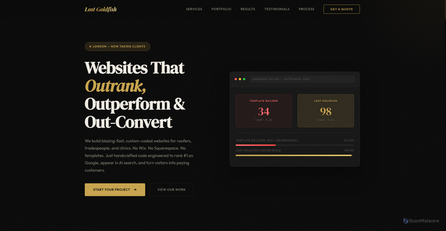 Security scan screenshot of https://lostgoldfish.pages.dev/