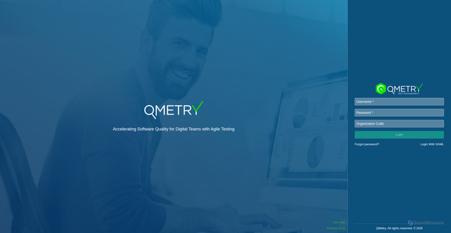 Security scan screenshot of https://testmanagement.qmetry.com