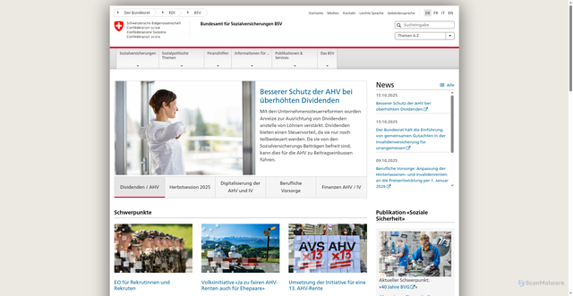 Security scan screenshot of https://www.bsv.admin.ch/bsv/de/home.html