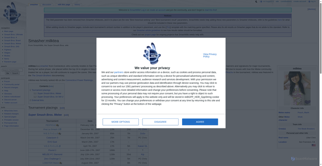 Security scan screenshot of https://www.ssbwiki.com/Smasher:Milktea