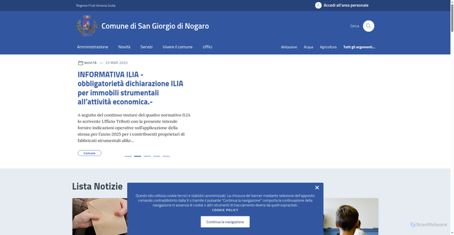 Security scan screenshot of https://www.comune.sangiorgiodinogaro.ud.it/