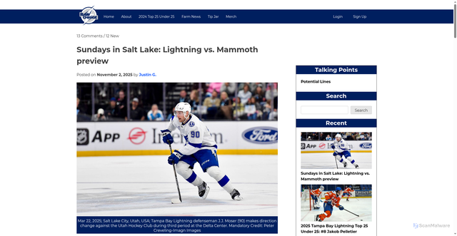 Security scan screenshot of https://www.rawcharge.com/sundays-in-salt-lake-tampa-bay-lightning-vs-utah-mammoth-preview-game-thread-start-time-how-to-watch-betting-odds/