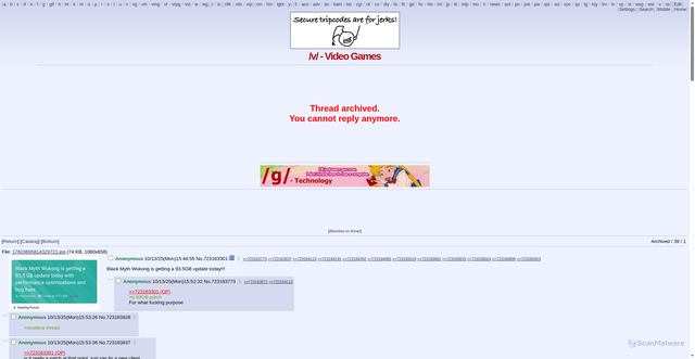 Security scan screenshot of https://boards.4chan.org/v/thread/723163301