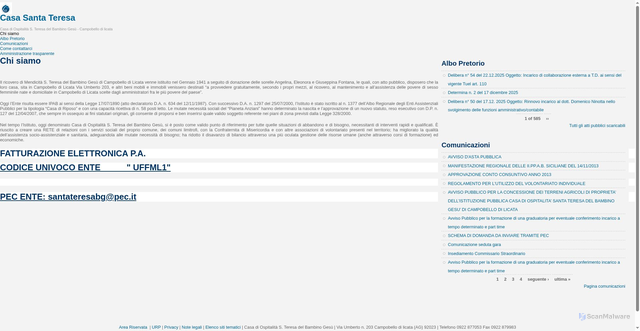 Security scan screenshot of https://www.casasantateresa.it/