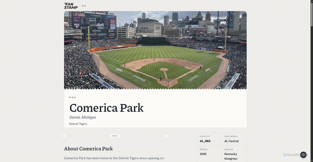 Security scan screenshot of https://fan-stamp.com/stadium/detroit-tigers-comerica-park