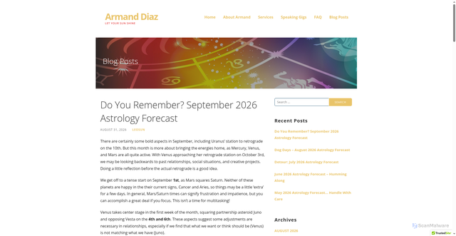 Security scan screenshot of https://armanddiaz.com/do-you-remember-september-2026-astrology-forecast/