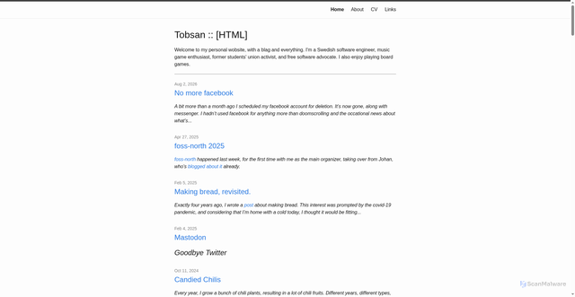 Security scan screenshot of https://tobsan.se
