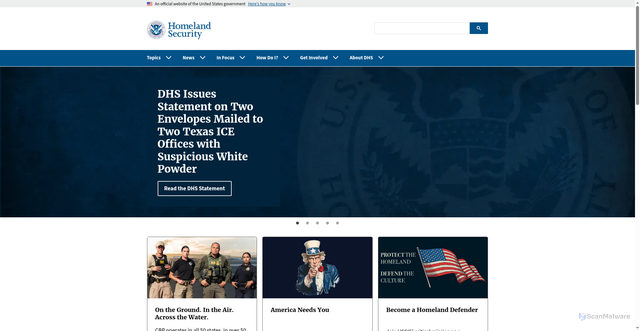 Security scan screenshot of https://www.dhs.gov/