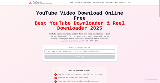 Security scan screenshot of https://youtubedl.site/