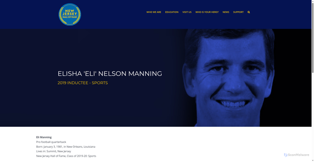 Security scan screenshot of https://njhalloffame.org/hall-of-famers/2019-2020-inductees/eli-manning/