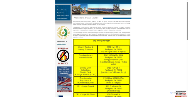 Security scan screenshot of https://aransascountytx.gov/