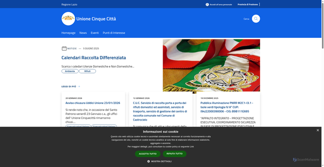 Security scan screenshot of https://www.unionecinquecitta.it/it