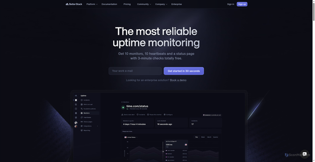 Security scan screenshot of https://uptime.betterstackcdn.com