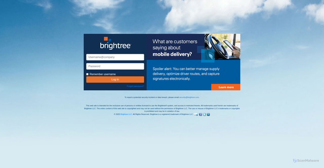 Security scan screenshot of https://brightree.net