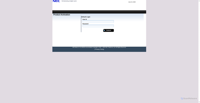Security scan screenshot of https://uscan.neclicense.com/forerunner/