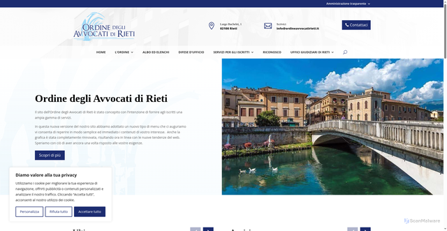 Security scan screenshot of https://www.ordineavvocatirieti.it/
