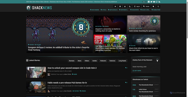 Security scan screenshot of https://shacknews.com