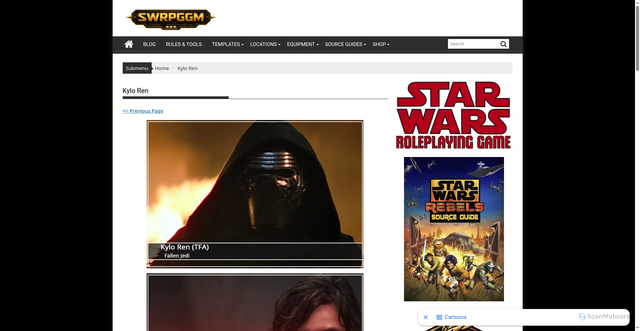 Security scan screenshot of https://swrpggm.com/kylo-ren/
