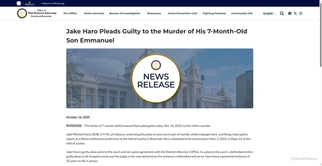 Security scan screenshot of https://rivcoda.org/jakeharo_pleadsguilty