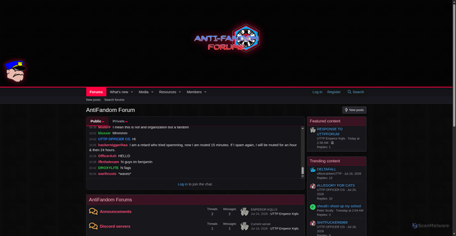 Security scan screenshot of http://antifandom.org