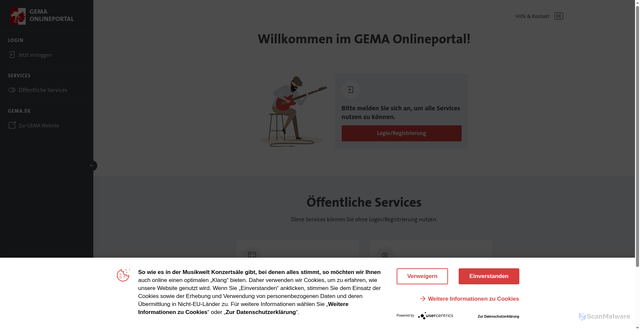 Security scan screenshot of https://portal.gema.de