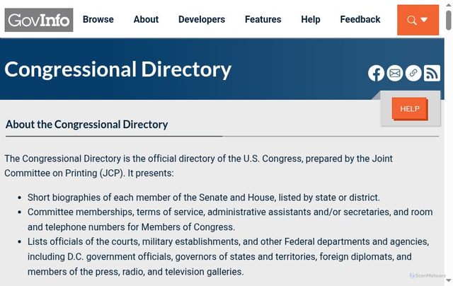 Security scan screenshot of https://www.govinfo.gov/app/collection/cdir