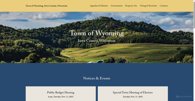 Security scan screenshot of https://www.townofwyomingwi.gov/